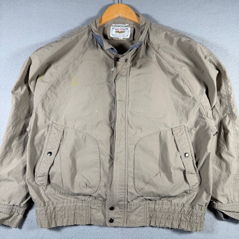 Vintage Aviator by Zero King Cargo Cloth Bomber Jacket Tan Mens Medium Korea